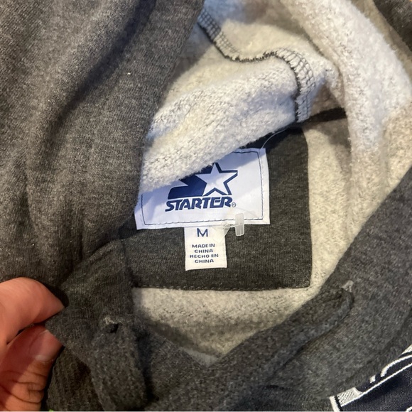 Seattle Seahawks Starter Extreme Pullover Hoodie HeatherCharcoal/CollegeNavy Med - Picture 9 of 9